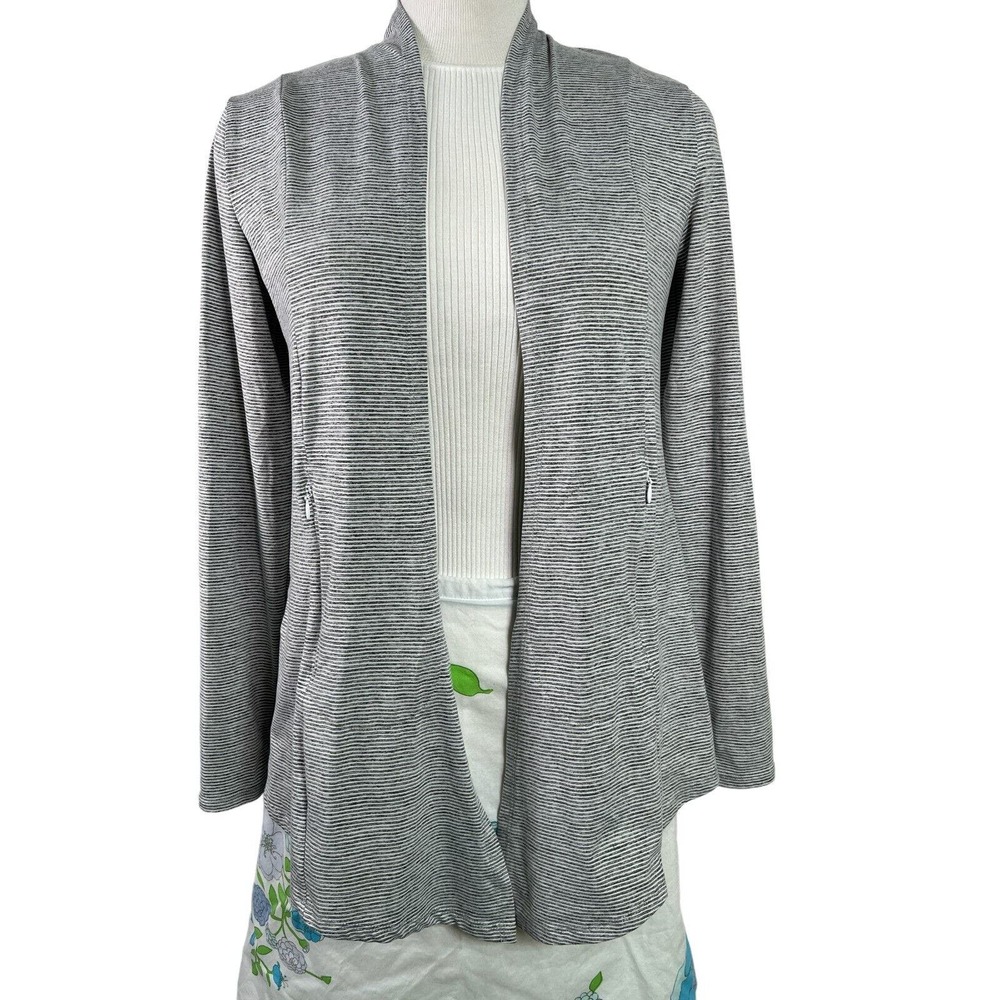 Market and Spruce Womens Cardigan Striped Grey/White, Sz M